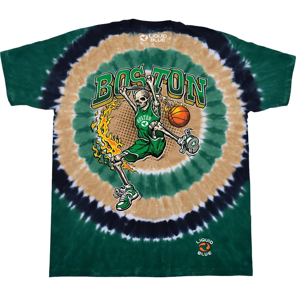 Liquid Blue Boston Dunker Basketball Skeleton Tie-Dye T-Shirt XL