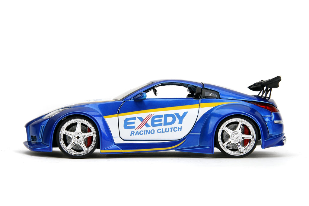 Jada Toys JDM Tuners 1:24 Scale Die-Cast 2003 Nissan 350Z Exedy– Opening Doors, Detailed Interior, Rubber Tires, Collectible for Ages 8+(Candy Blue)
