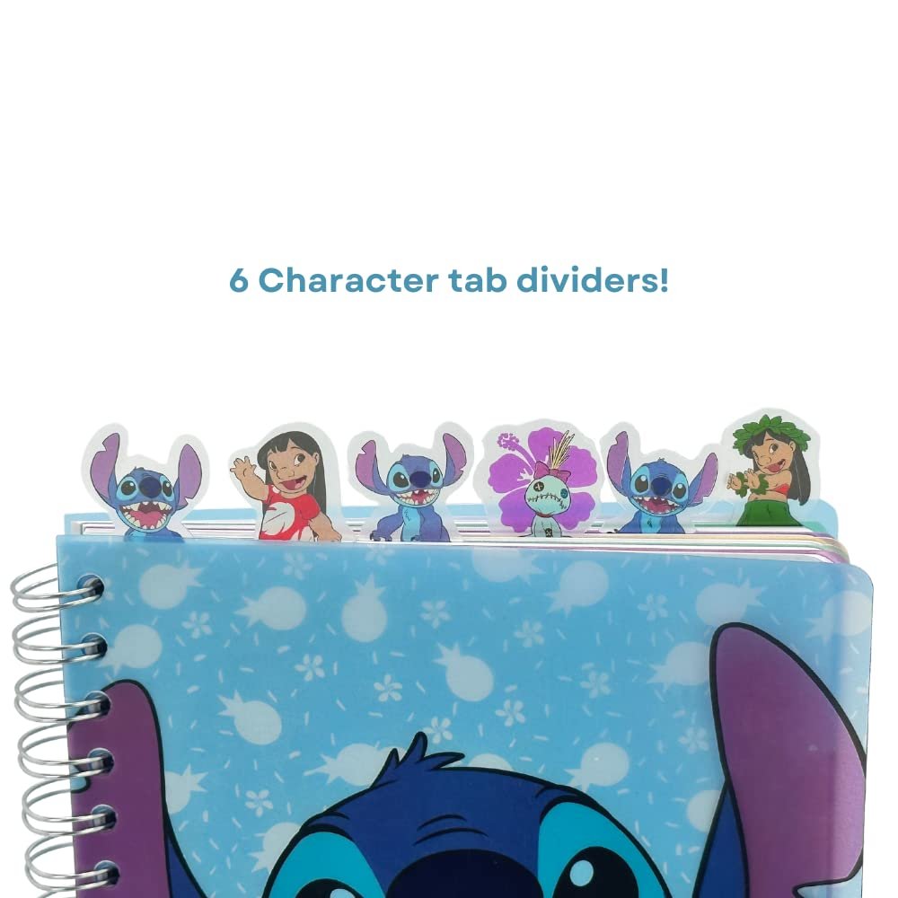Disney Lilo and Stitch Tab Journal Notebook, Spiral Bound, 144 Lined Pages, 8 x 7 inches, Blue