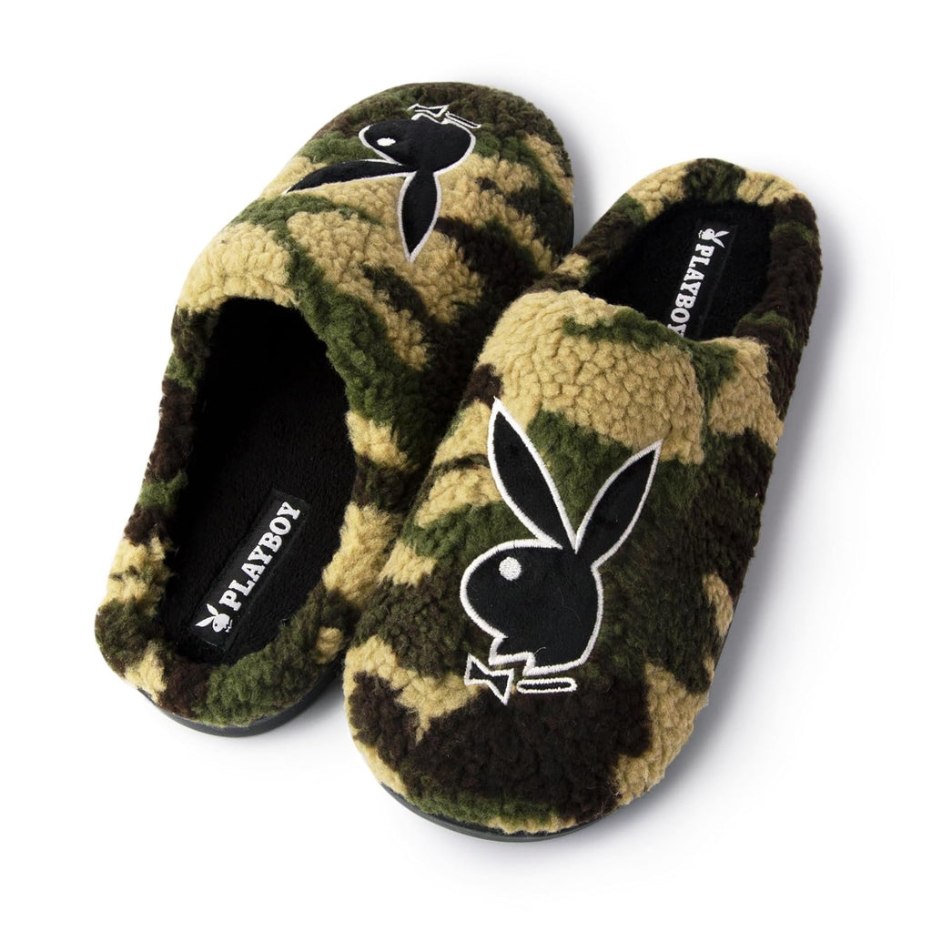 Handcraft Playboy Men's Printed Boucle Clog Slippers with Bunny Logo, Hunter Green, X-Large