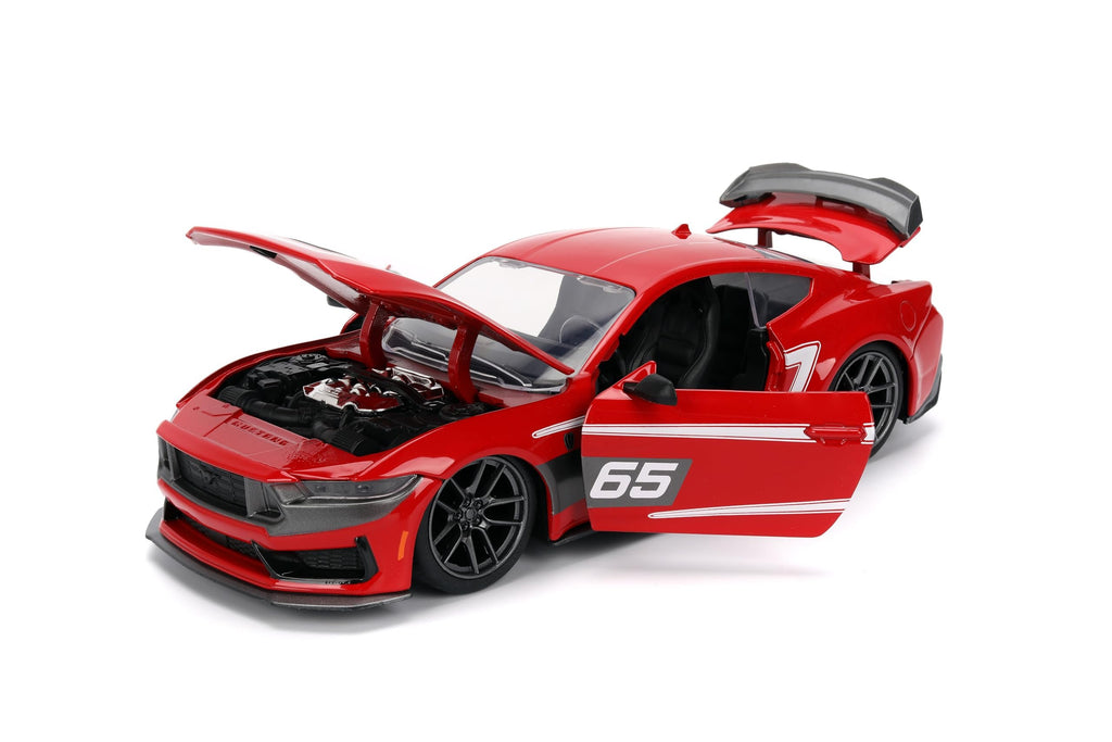 Jada Toys Bigtime Muscle 1:24 2024 Ford Mustang Dark Horse Die-cast Car – Opening Doors, Hood, Trunk, Rubber Tires(Glossy Red)