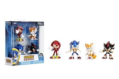Jada Metalfigs Sonic The Hedgehog 4-Pack, Sonic, Tails, Knuckles, Shadow, 2.5” Die-Cast Figures - Wave 1, Ages 8+
