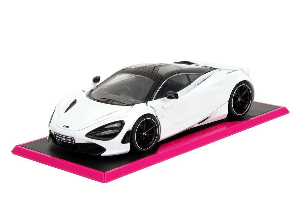 Pink Slips 1:24 W6 McLaren 720S Die-Cast Car w/Base, Toys for Kids and Adults(White)