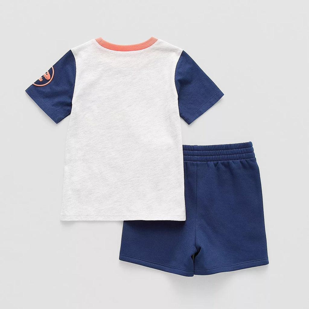 Happy Threads Jurassic Park Boys’ 2-Piece Outfit Set – Short Sleeve Shirt & Matching Shorts – Dinosaur Clothing for Kids