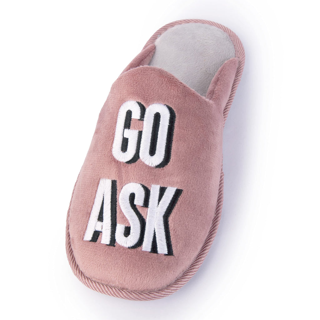 Handcraft Staycation NYC Ladies Funny Quote Scuff Slipper, Plush Non Slip House Slippers for Women, Comfy Soft Sole Bedroom Shoes