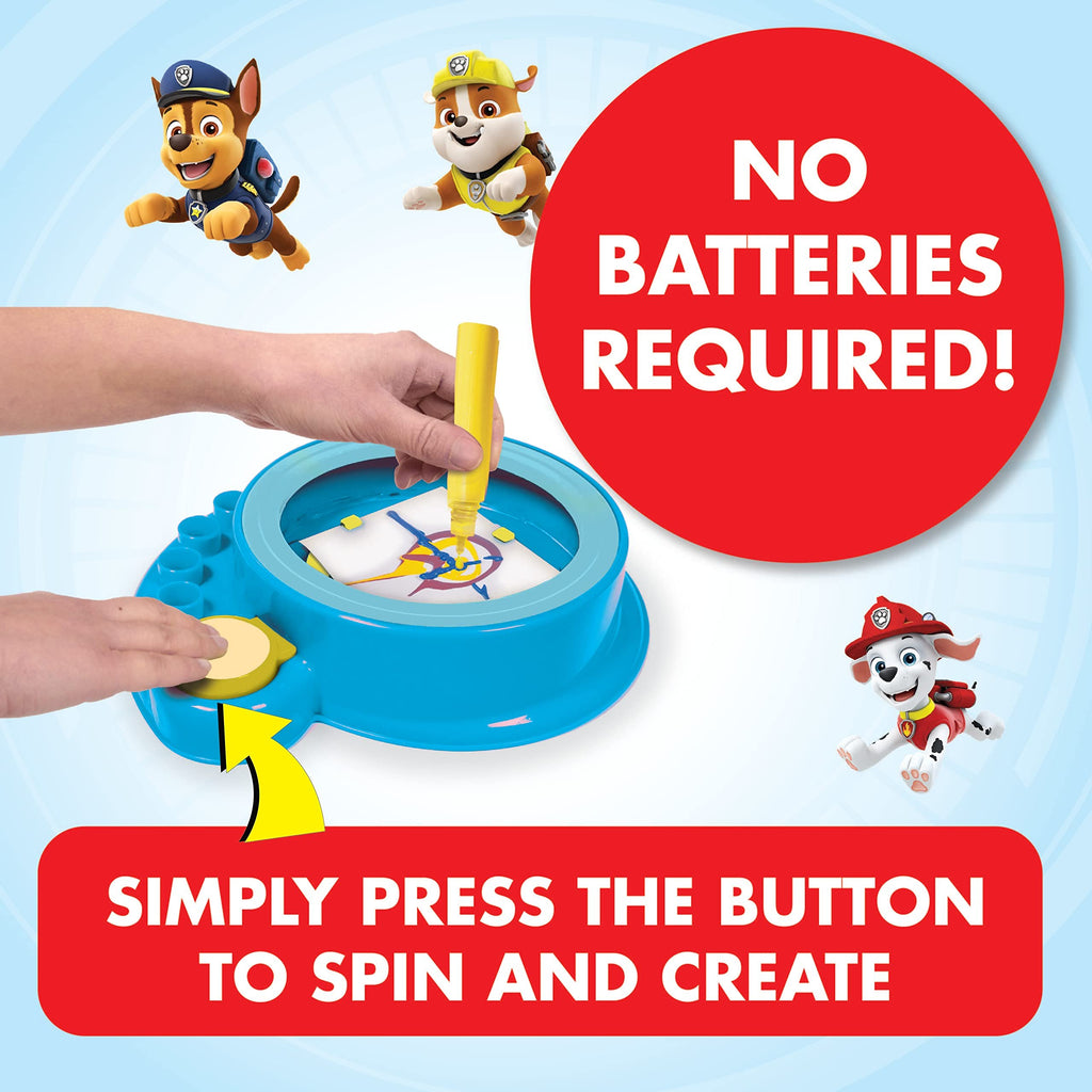 Lollipop Paw Patrol Spin Art for Kids - Paper Spinning Machine, Paint Spinner Station & Spiral Arts Kit with Frame, Blue
