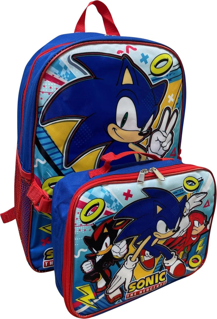Sonic The Hedgehog 16 Inch Backpack With Detachable Matching Lunch Box