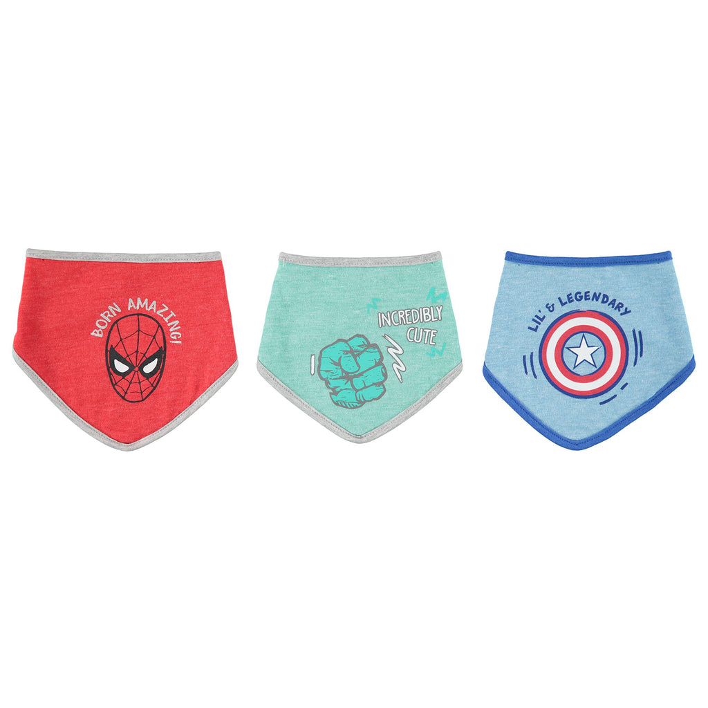 Happy Threads Baby Boys' Bandana Bibs 3 Pack Set for Feeding, Teething, and Drooling, Red/Green/Blue