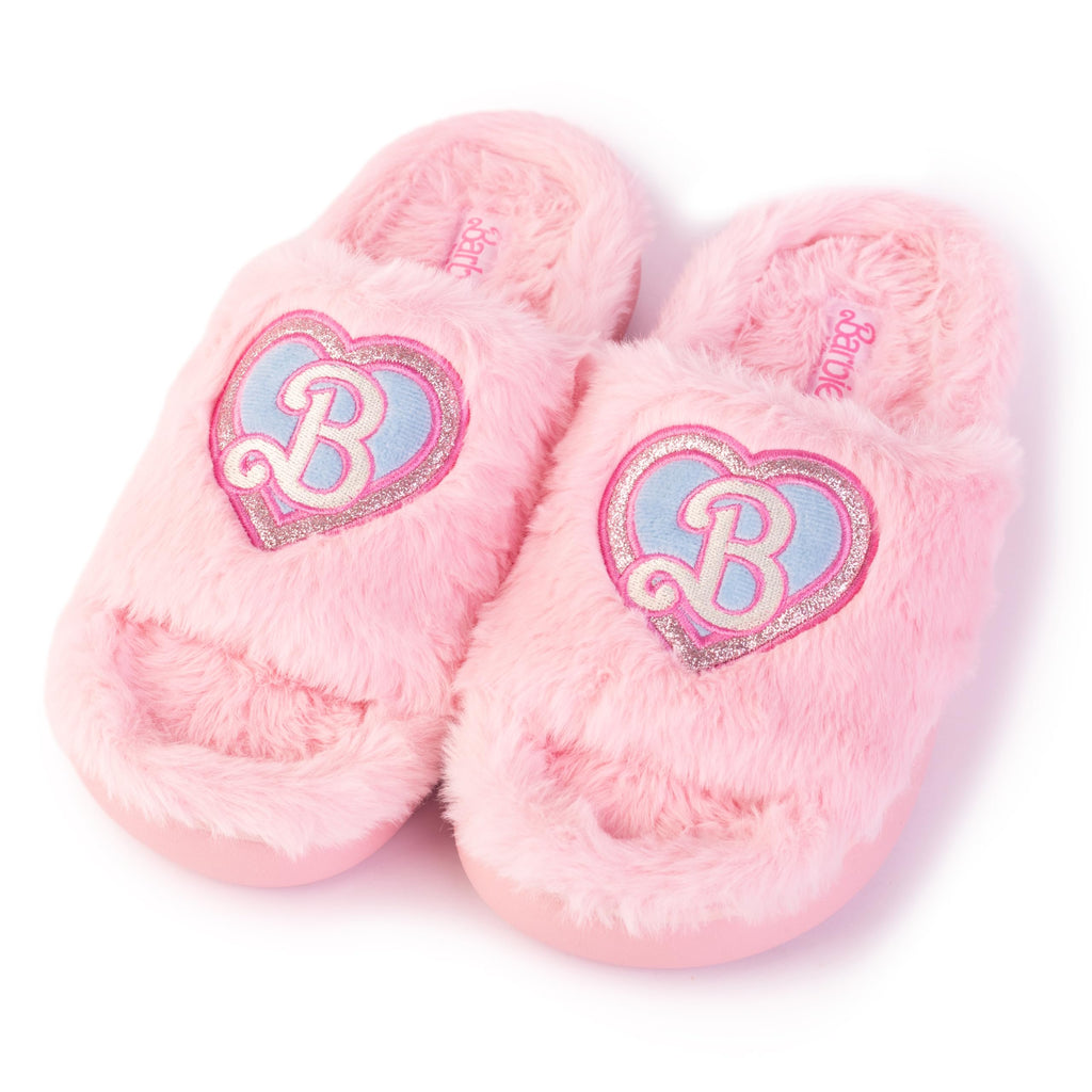 Barbie womens Barbie Cozy X-band & Open Toe Faux Fur Memory Foam Indoor Outdoor Soled Slipper Xs-xl