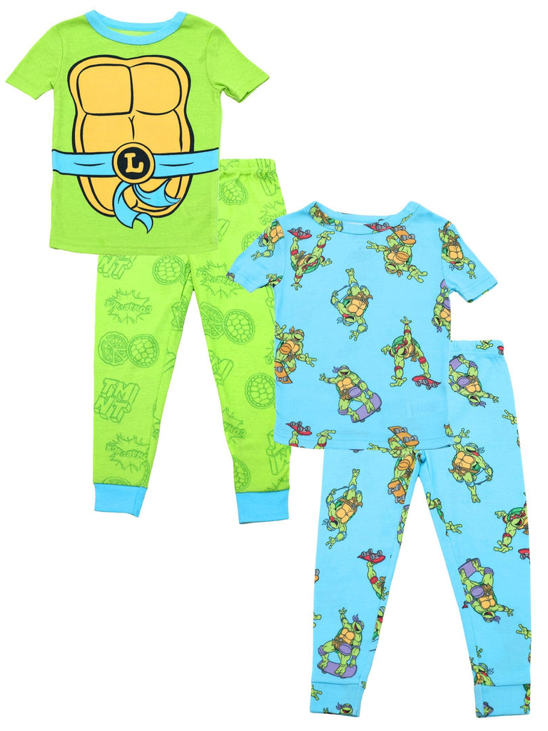 Nickelodeon Ninja Turtle Pajamas for Boys, Toddler 4 Piece Snug Fit TMNT Pajamas for Kids, Ninja Turtle Pj Pants & Shirt Set, 5T