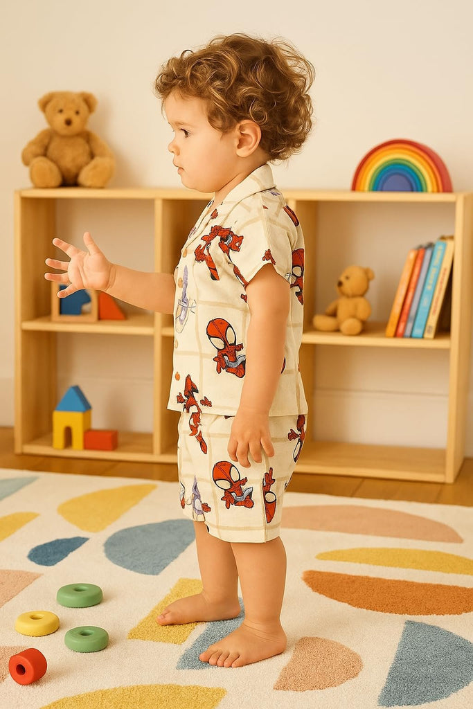 Happy Threads Jurassic Park Boys’ 2-Piece Outfit Set – Short Sleeve Shirt & Matching Shorts – Dinosaur Clothing for Kids