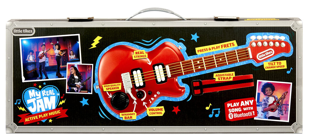 Little Tikes My Real Jam Electric Guitar, Realistic Toy Guitar with Strap, Musical Instrument with 4 Play Modes, Play Any Song with Bluetooth, Gift for Kids, Toy for Boys and Girls Ages 3 4 5+