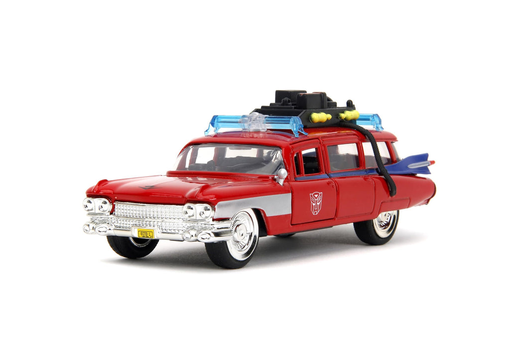 Jada Hollywood Rides Transformers x Ghostbusters Ecto-1 G1 Mashup - Die-cast Car with Opening Doors, 1:32 Scale, Ages 8+ (40th Anniversary Edition)