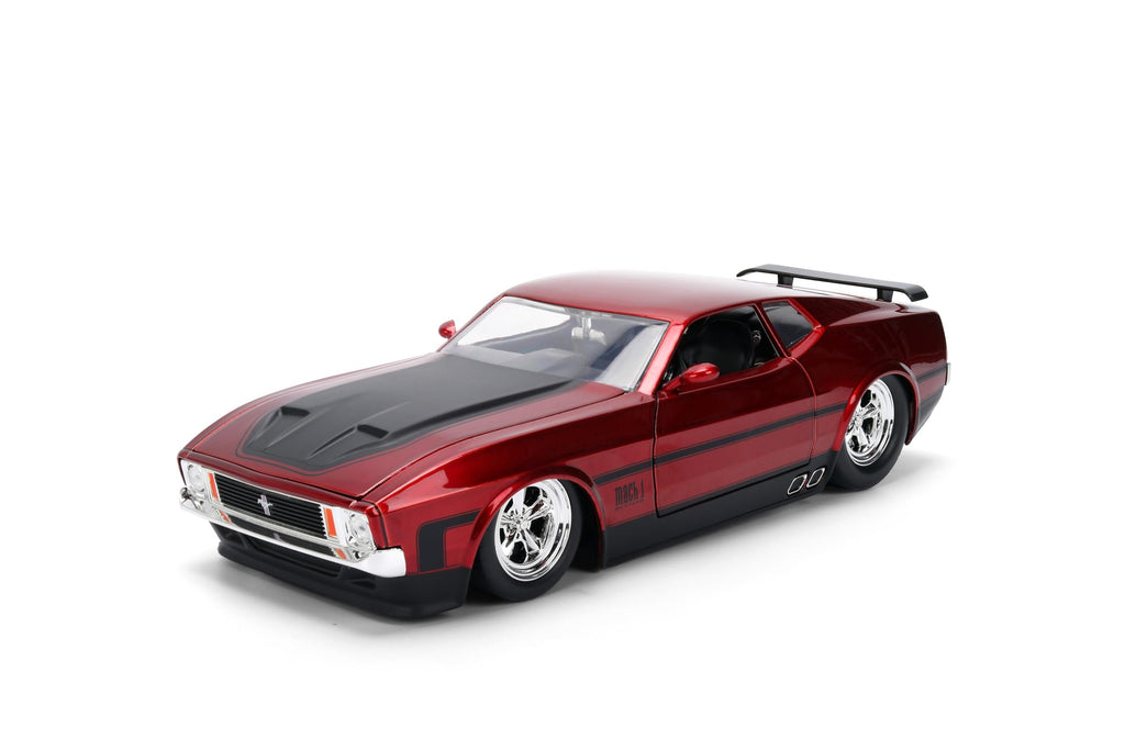 Jada Toys Bigtime Muscle 1:24 1973 Ford Mustang Mach 1 Die-cast Car – Opening Doors, Hood, Trunk, Rubber Tires(Candy Red)