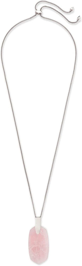 Kendra Scott Inez Silver Long Pendant Necklace in Rose Quartz