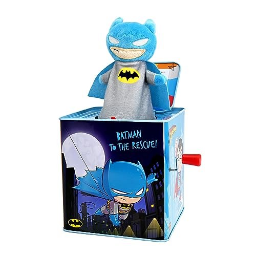 KIDS PREFERRED DC Comics The Batman Jack in The Box Musical Toys for Babies and Toddlers, Plays “Pop Goes The Weasel” The Dark Knight Springs Out from A Colorful Box