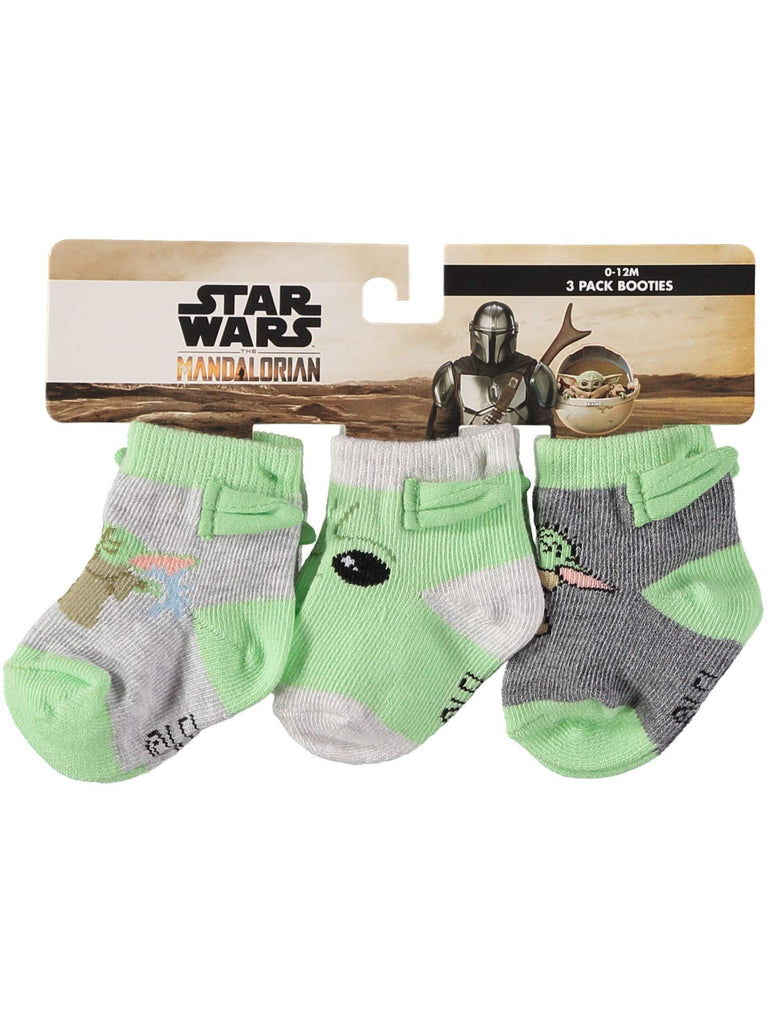 STAR WARS Baby Boys Mandalorian The Child 3-Pack Booties - Baby Yoda Baby Socks Multipack (3-Pack, 0-12 Months)
