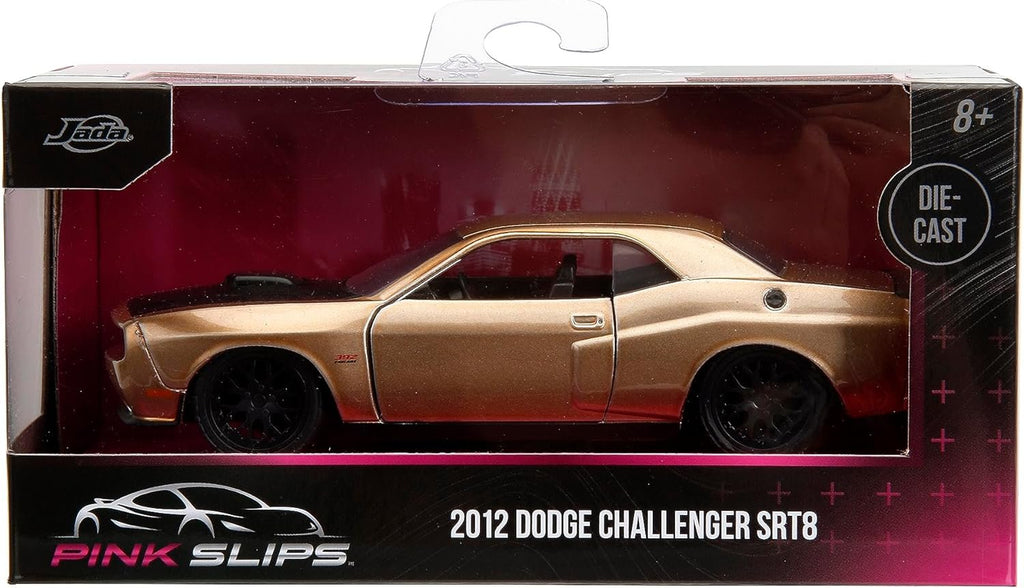 Pink Slips 1:32 W2 2012 Dodge Challenger SRT8 Die-Cast Car, Toys for Kids and Adults (Metallic Gold)