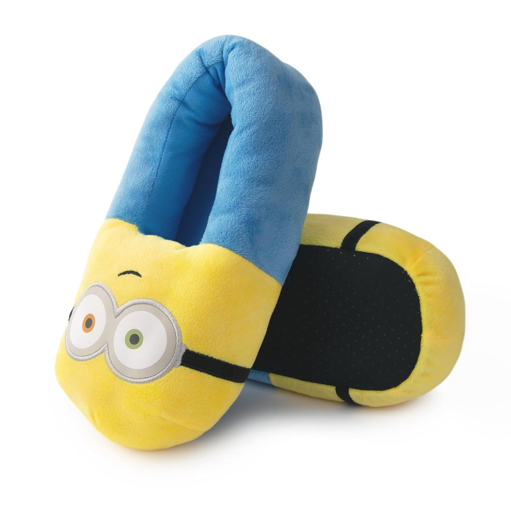 Handcraft Minions Kids Oversized Plush Step-In Slippers with 2 Eyes, Yellow, 7-8 Big Kid