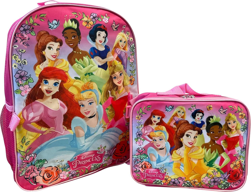 Kid's Licensed 16 Inch Backpack With Removable Lunch Box Set (Minnie Mouse Pink)