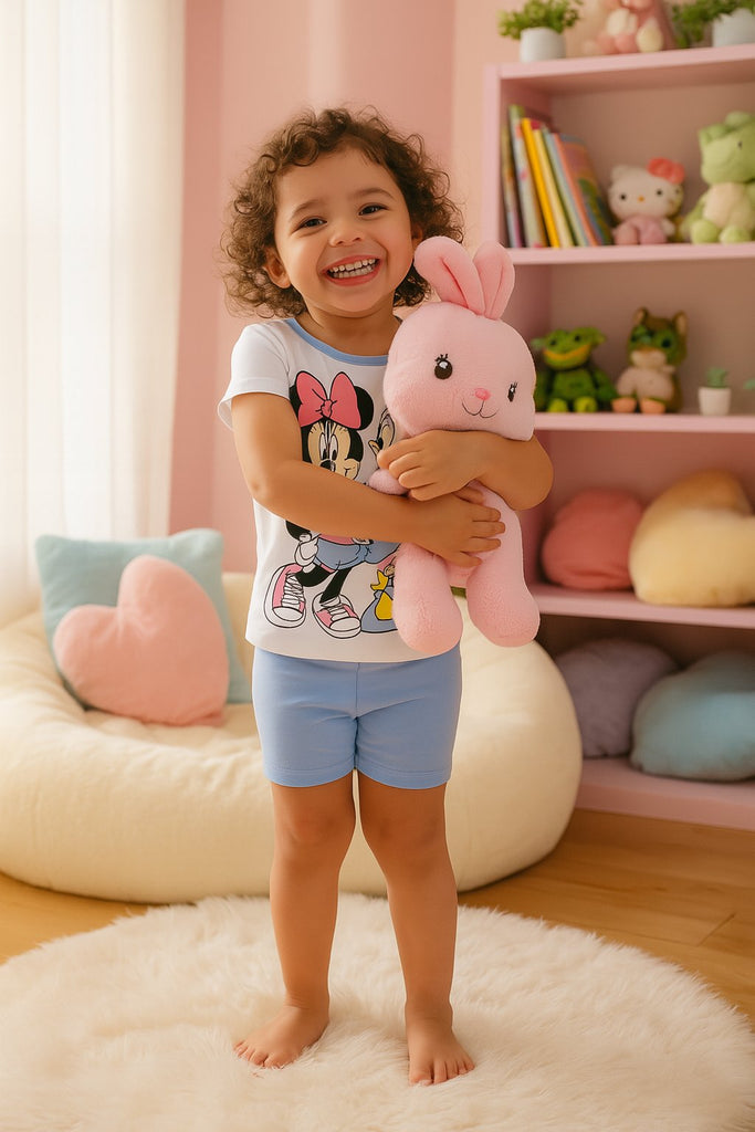 Girls’ Minnie Mouse & Daisy 4pc Pajama Set – 2 Tops, Shorts & Pants – Cute Disney Sleepwear – 100% Cotton