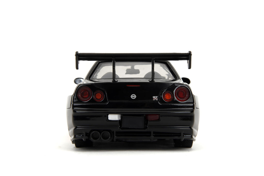 Jada Godzilla 2003 Nissan Skyline GTR R34 – 1:24 Scale Die-Cast, Opening Doors, Hood, Trunk, Rubber Tires – Collectible for Adults – Toho Licensed