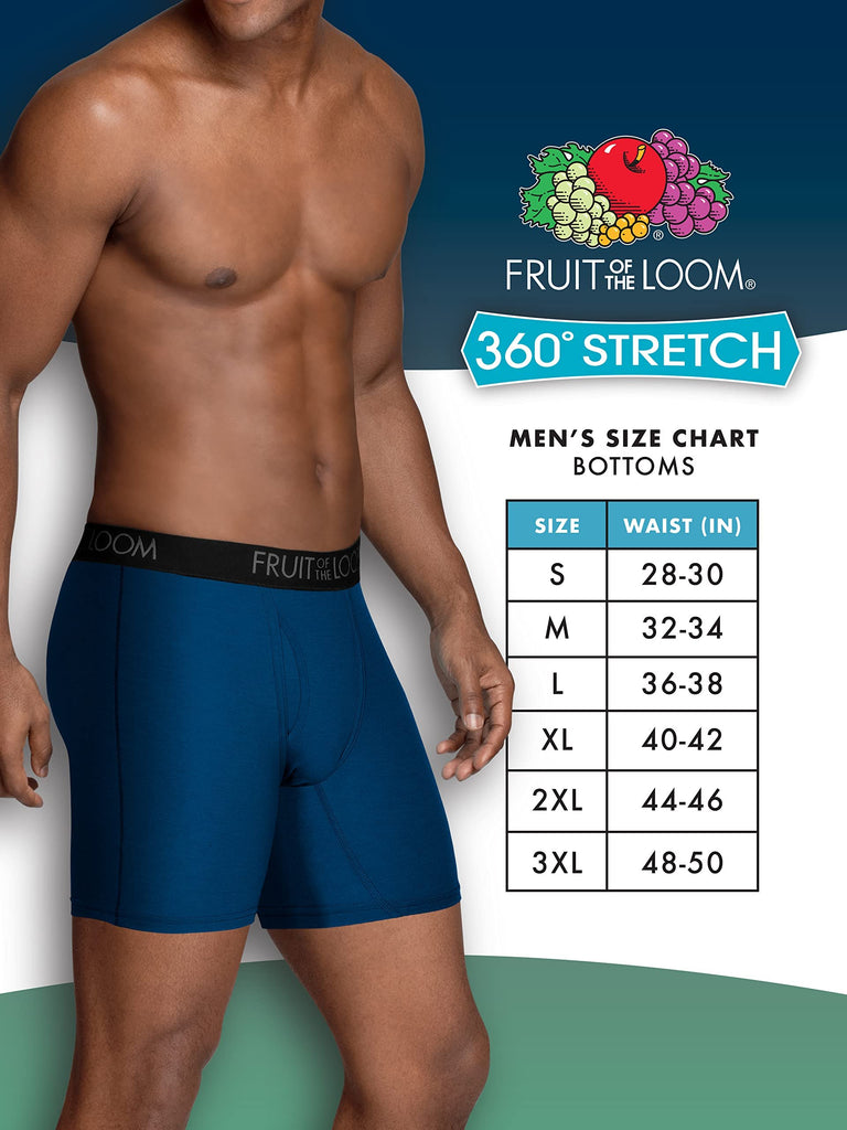 Fruit of the Loom Men's Micro-Stretch Boxer Briefs, Black Long Leg, Large