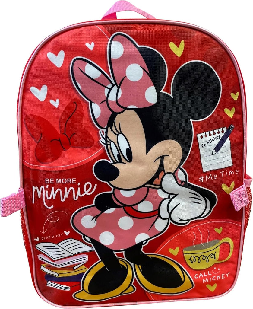 Kid's Licensed 16 Inch Backpack With Removable Lunch Box Set (Minnie Mouse Pink)