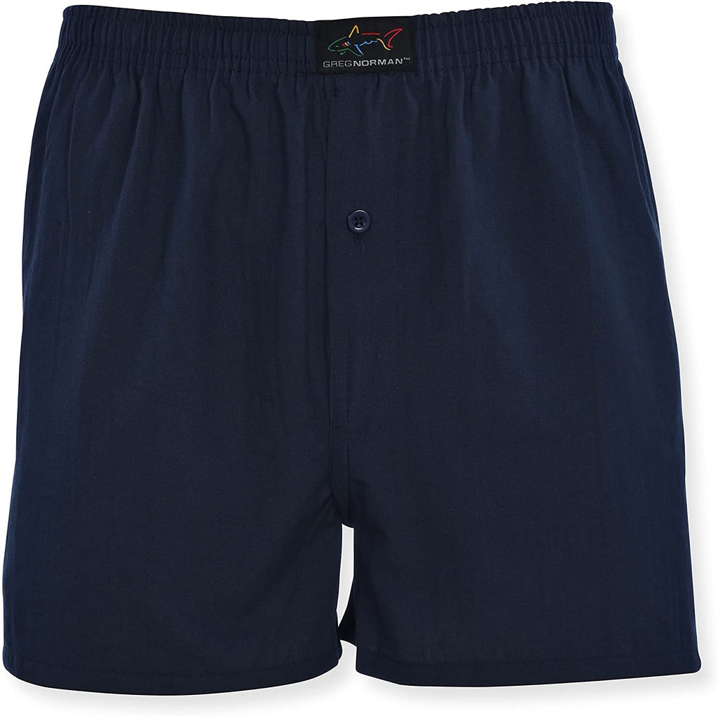 Greg Norman Mens Woven Boxers - Button Fly Lightweight Classic Fit Brethability Golf Legend