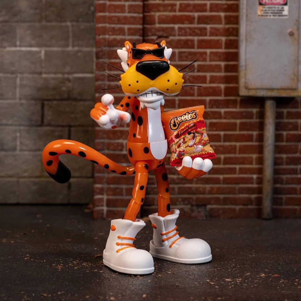 Jada Toys Cheetos Chester Cheetah Action Figure Flamin' Hot Glow in The Dark – 6” Articulated Exclusive, with Bag of Cheetos, Shades, Cheeto Dust