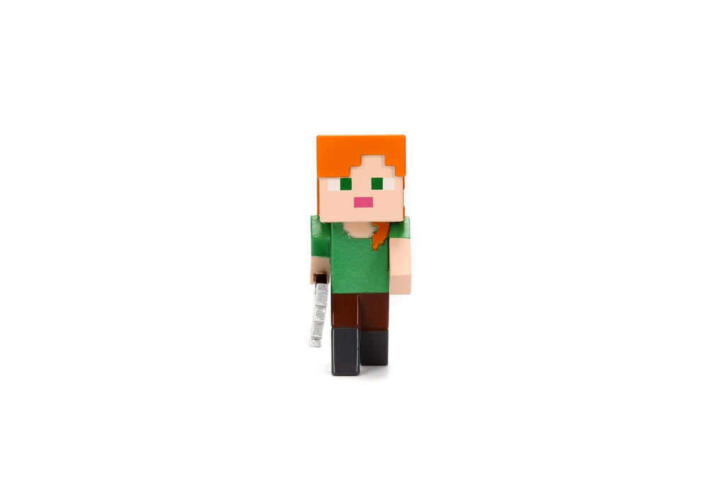 Jada Minecraft Metalfigs 4-Pack – 2.5” Die-Cast Collectible Figures Toys – Wave 4 Set Featuring Steve with Sword, Alex with Axe, Skeleton & Villager