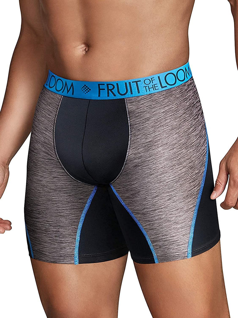 Fruit of the Loom Men's 12-Pack Everlight Long Leg Boxer Briefs Breathable Nylon/Spandex Blend