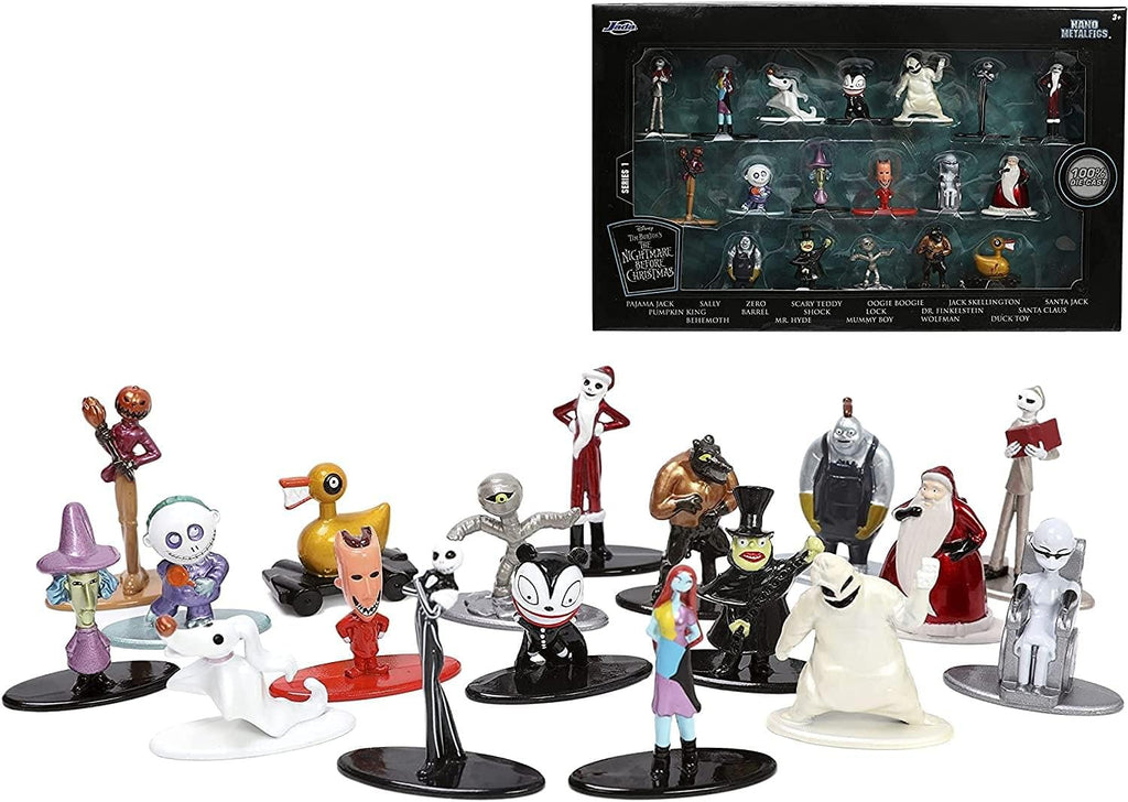 Jada Toys Disney Nightmare Before Christmas 18-Pack 1.65" Die-cast Figures, Toys for Kids and Adults, Black