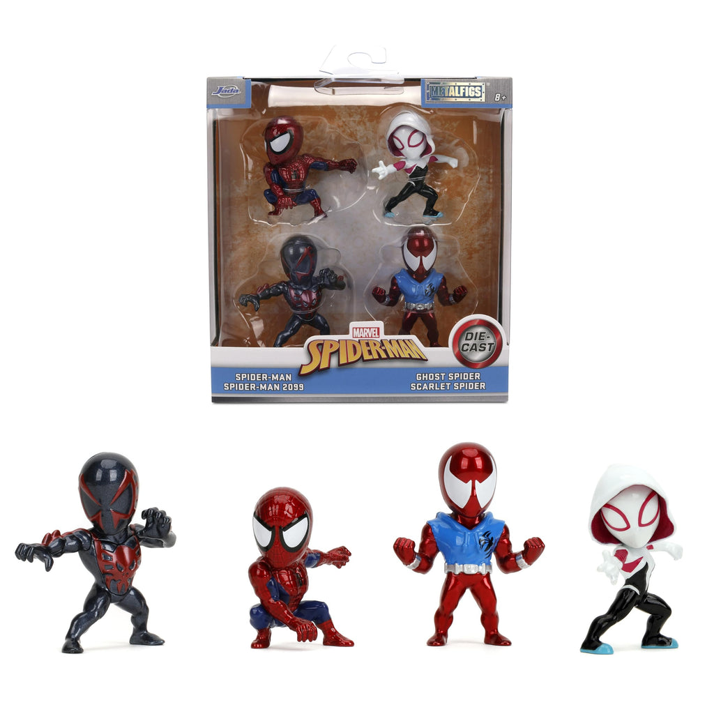 Jada Marvel Spider-Man Metalfigs 4-Pack Wave 4– 2.5” Die-Cast Figures Toys– Collectible Figurines for Ages 8+