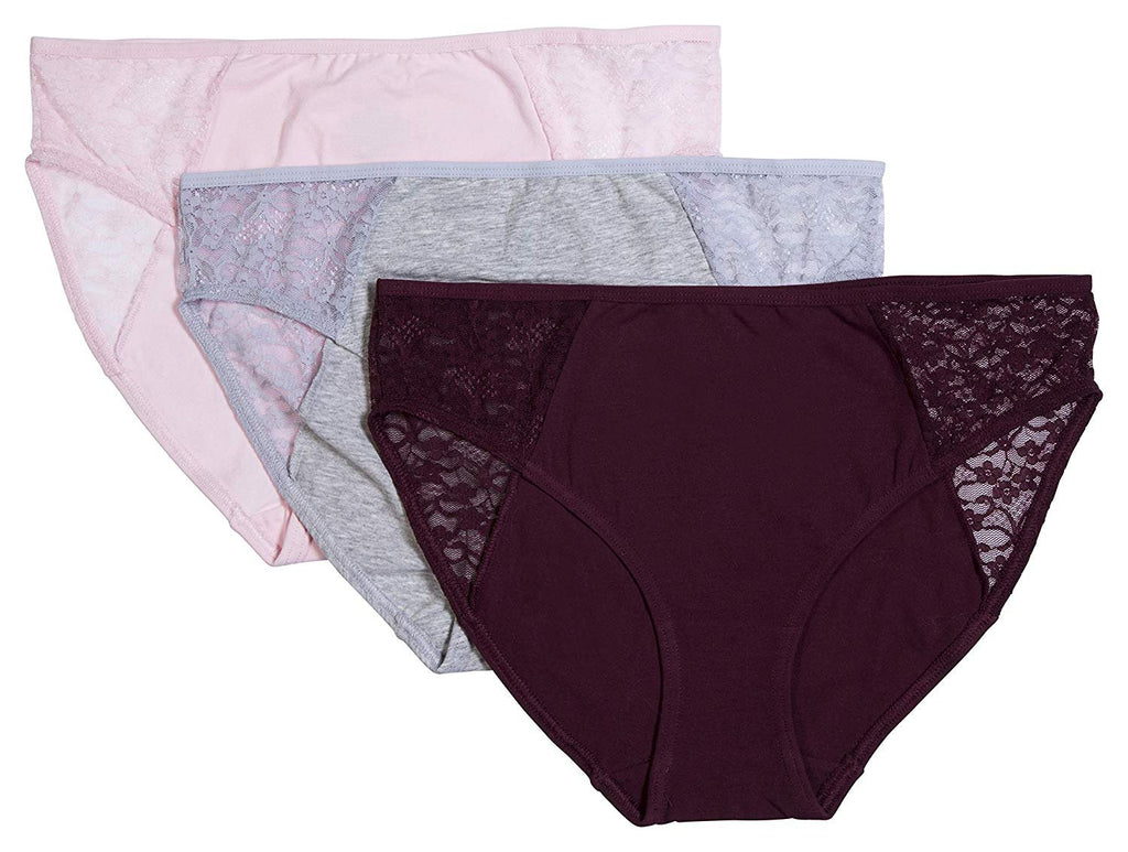 Donna Loren Women's Floral Lace Detail Classic Panties, 3-Piece Set