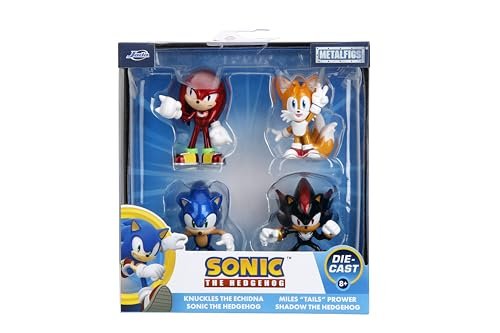 Jada Metalfigs Sonic The Hedgehog 4-Pack, Sonic, Tails, Knuckles, Shadow, 2.5” Die-Cast Figures - Wave 1, Ages 8+