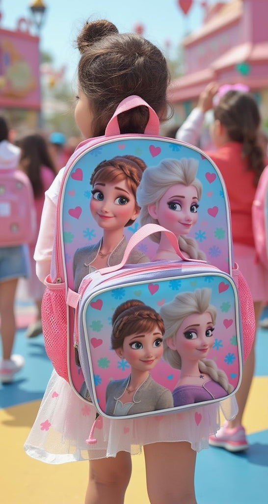Princess Fast Forward Disney and more 16" Backpacks With Lunch Bag - Licensed Characters Kids Schoolbag