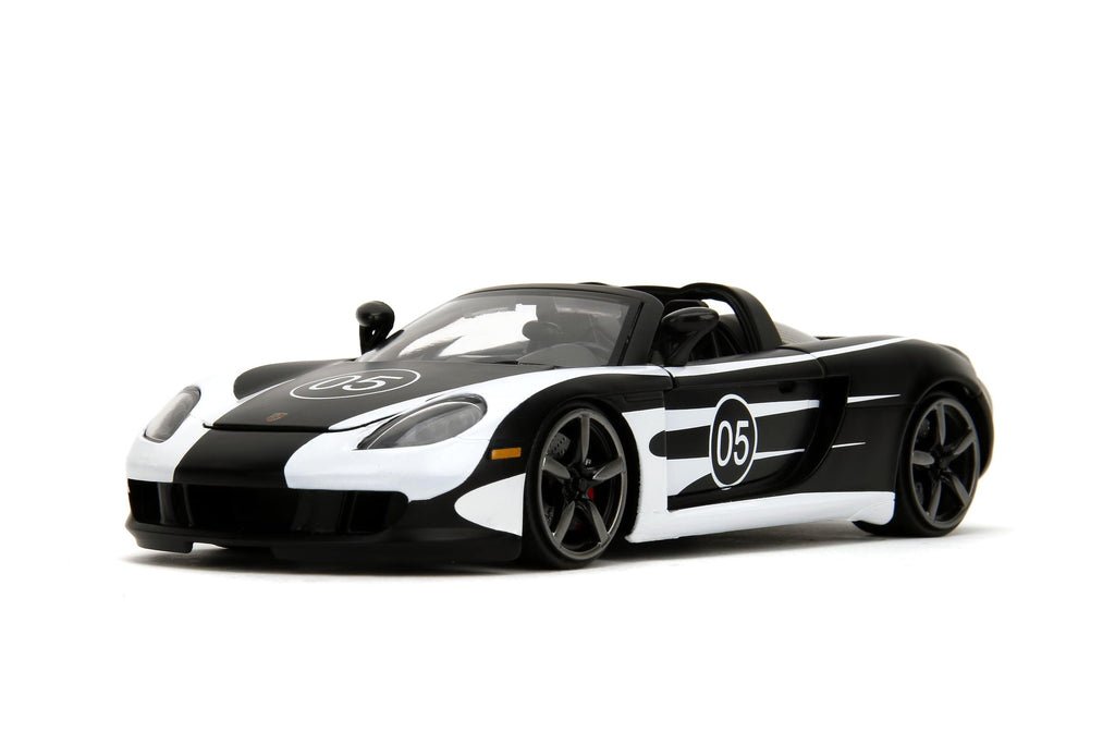 Hyper-Spec 1:24 2005 Porsche Carrera GT Die-Cast Car, Toys for Kids and Adults(Black/White)