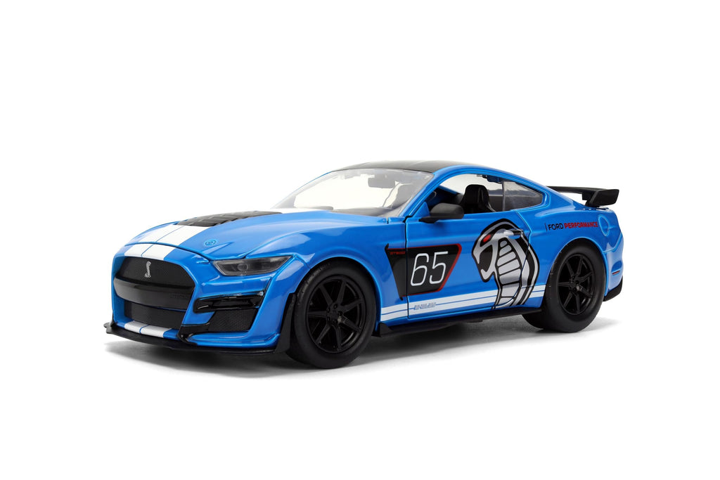 Jada Toys Bigtime Muscle 1:24 2020 Ford Mustang Shelby GT 500 Die-cast Car – Opening Doors, Hood, Trunk, Rubber Tires(Glossy Blue)