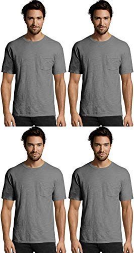 Hanes Men's Pocket Tees 4 Pack FreshIQ Odor Control Cotton Tagless