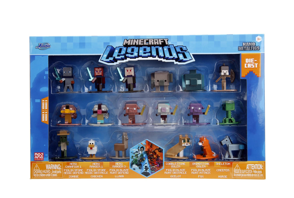 Minecraft Legends 1.65" 18-Pack Die-Cast Figures Nano Metalfigs, Toys for Kids and Adults
