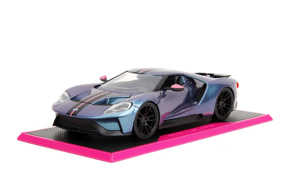 Pink Slips 1:24 W7 2017 Ford GT Die-Cast Car, Toys for Kids and Adults (Metallic Purple/Blue)