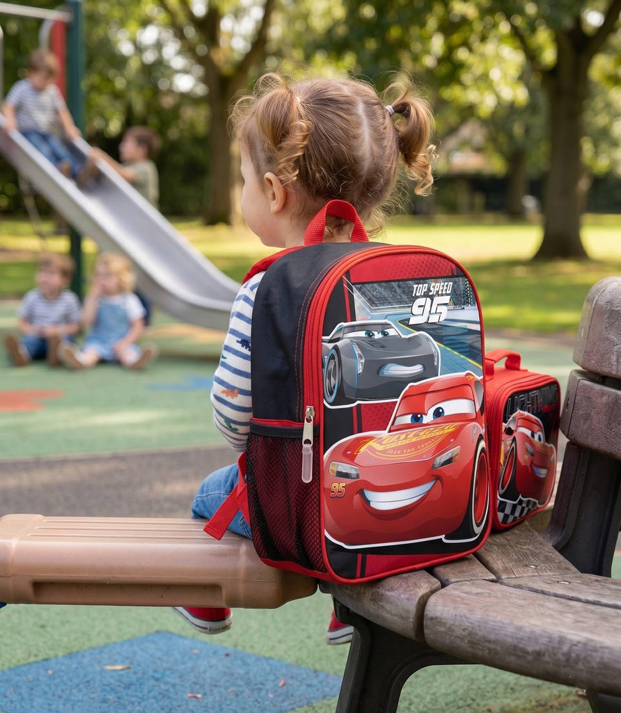 Fast Forward Disney Cars 16" Backpacks With Lunch Bag - Licensed Characters Kids Schoolbag