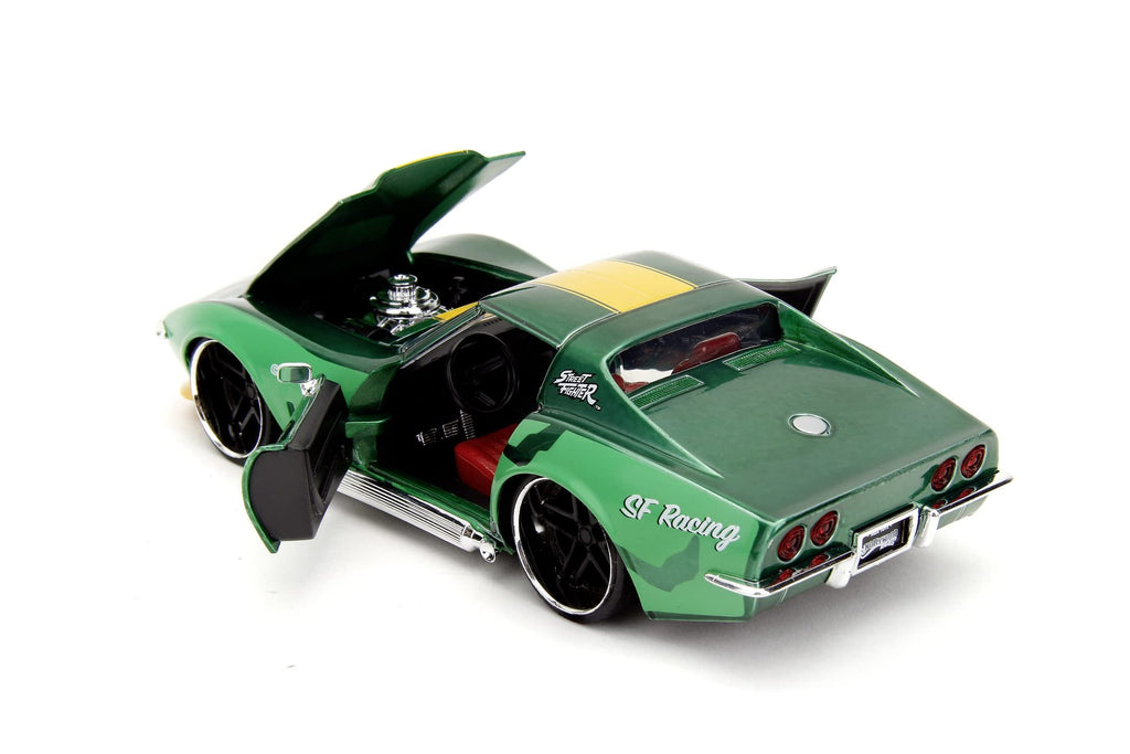 Jada Street Fighter 1:24 1969 Chevrolet Corvette Stingray ZL1 & 2.75" Cammy Figure, Toys for Kids and Adults