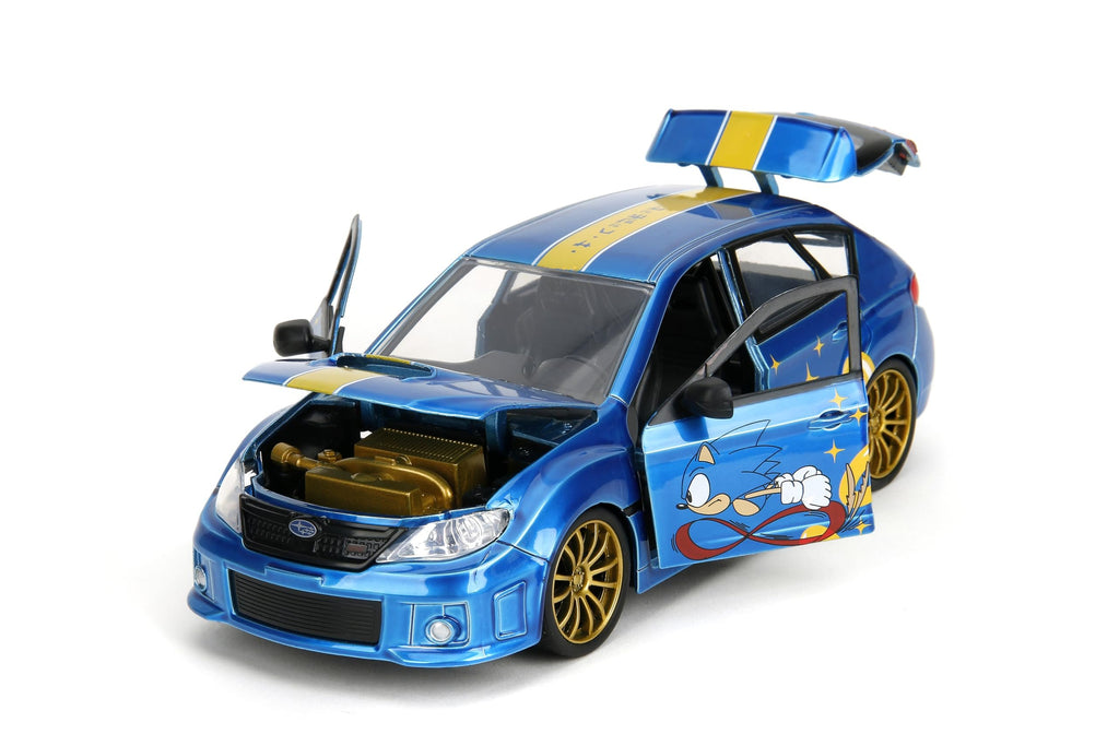 Jada Sonic The Hedgehog 1:24 2012 Subaru Impreza WRX STI Die-cast Car & Sonic Figure, Toys for Kids and Adults