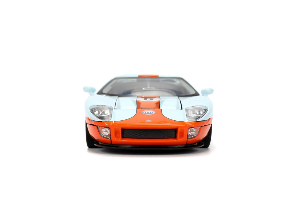 Jada Toys Hyper-Spec 1:24 2005 Ford GT Gulf Die-cast Car – Opening Doors, Hood, Trunk, Rubber Tires(Light Blue)