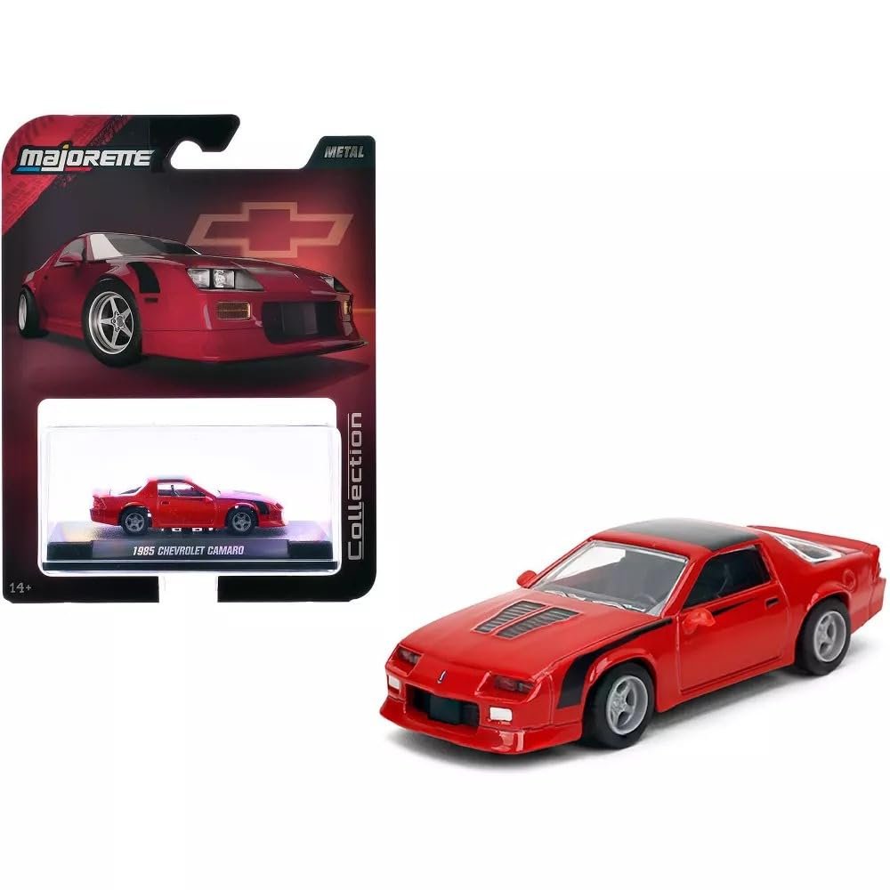 Jada Majorette Collection – 1985 Chevy Camaro 1:64 Die-Cast Model Car with Rubber Tires & Display Case, for Collectors & Adults