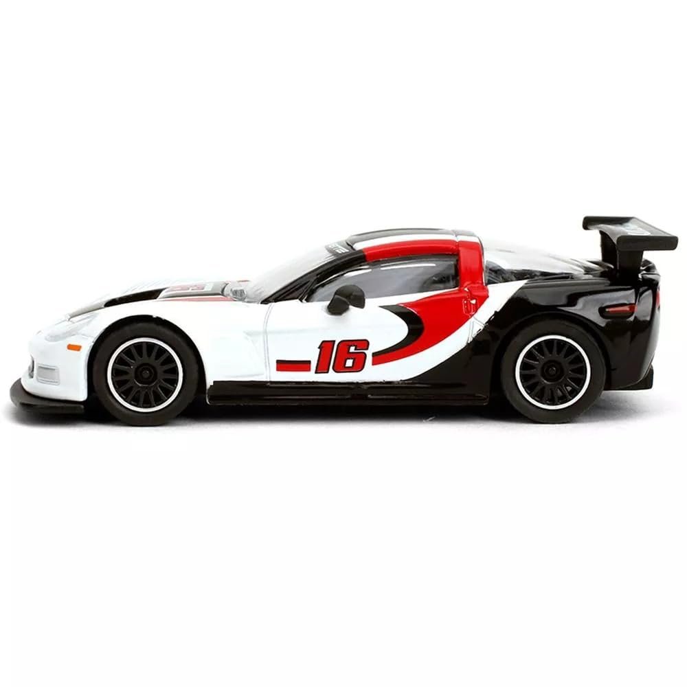 Jada Majorette Collection – 2005 Chevy Corvette C6R 1:64 Die-Cast Model Car with Rubber Tires & Display Case, for Collectors & Adults