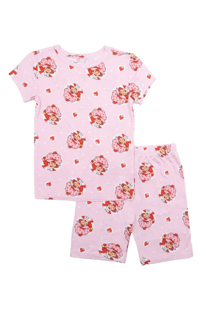 Strawberry Shortcake Girls’ Pajama Set – Crewneck Top & Shorts – Soft Viscose Blend – Sizes 2T–10