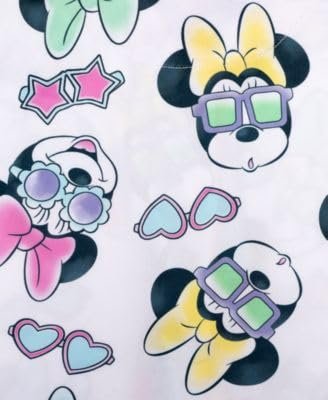 Centric Brands Minnie Mouse Girls’ 2pc Pajama Set – Button-Down Collared Top & Shorts Featuring Minnie in Sunglasses – 2T–4T